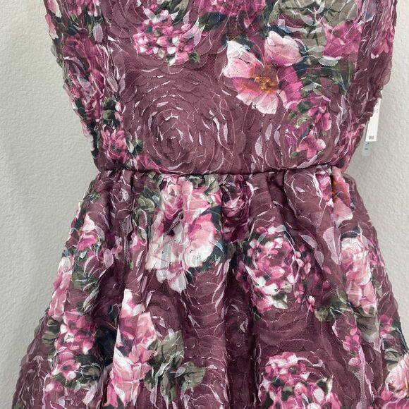 BCX Fit n Flare Floral Party Dress 13 Sweetheart Neckline Textured Cutouts Macys - Picture 5 of 15